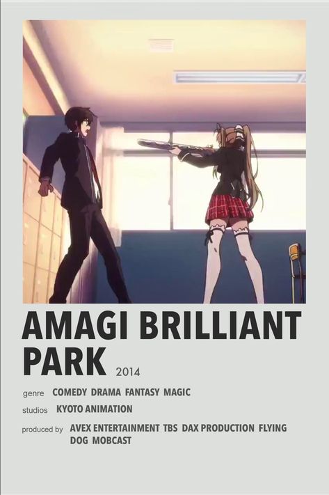 Manhwa List, Anime Minimalist Poster, Amagi Brilliant Park, Japanese Animated Movies, Anime Suggestions, Anime List, Film Posters Minimalist, Good Anime Series, Kyoto Animation