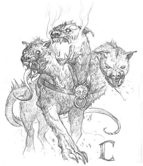 Three Headed Dog, Tier Tattoo, Greek Mythology Tattoos, Mythology Tattoos, Greek Mythology Art, Creature Drawings, Mythology Art, Mythical Creatures Art, Creature Concept Art