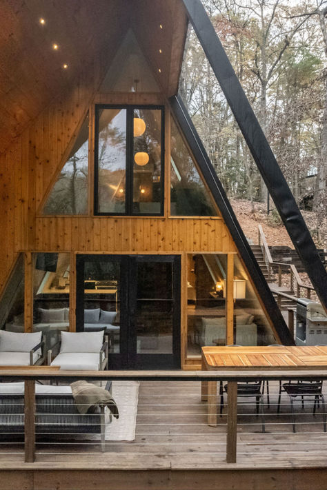 Where Modern Design Meets 70s Charm  Escape to this stunning architectural A-frame in Blue Ridge, GA! Luxury finishes, breathtaking nature, and unforgettable stays await. Aframe Cabins, Blue Ridge Georgia, Breathtaking Nature, Blue Ridge Ga, Georgia Travel, A Frame Cabin, Dec 8, Blue Ridge, A Frame