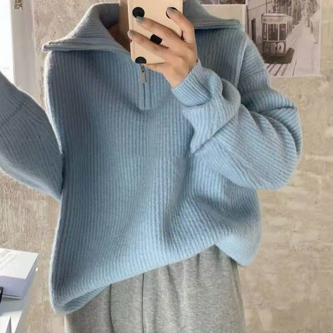 Ladies Sweaters, Oversized Sweater Women, Pull Oversize, Pullover Mode, High Street Fashion, Sweater Oversize, Long Sleeve Jumper, Zippered Sweater, Womens Turtleneck