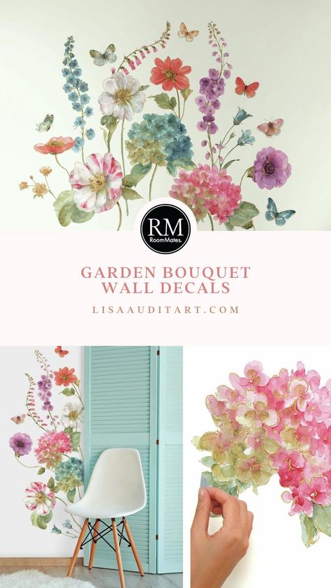 Peel And Stick Flower Decals, Wall Sticker Ideas, Modern Wall Stickers, Peel And Stick Wall Decals, Wall Clings, Large Wall Decals, Floral Wall Decals, Initial Wall, Lisa Audit