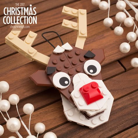 The final project this year is a bright-eyed, shiny-nosed reindeer! The building guide, now available at chrismcveigh.com, also shows you how to build a more realistic variant. Lego Christmas Ornaments, Lego Ornaments, Lego Christmas Tree, Lego Advent Calendar, Lego Advent, Lego Winter, Lego Challenge, Lego Gifts, Lego Christmas