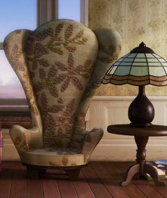 from Up (Pixar) Up Chairs Pixar, Up Aesthetic Pixar, Ellie Aesthetic, Disney Up House, Unique Chairs, Up Pixar, Disney Pixar Characters, Disney Pixar Up, Disney Up