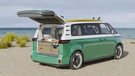 Vw Id Buzz, Mini Motorhome, Volkswagen Camper Van, Indoor Outdoor Kitchen, Camping Kit, Porsche 935, Volkswagen Camper, Diy Rv, Cool Campers