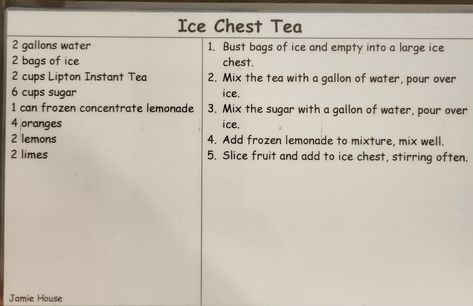 Ice Chest Tea, Instant Tea, Frozen Lemonade, Drink Mixes, Ice Chest, Ice Bag, Gallon Of Water, Mixed Drinks, Lemonade