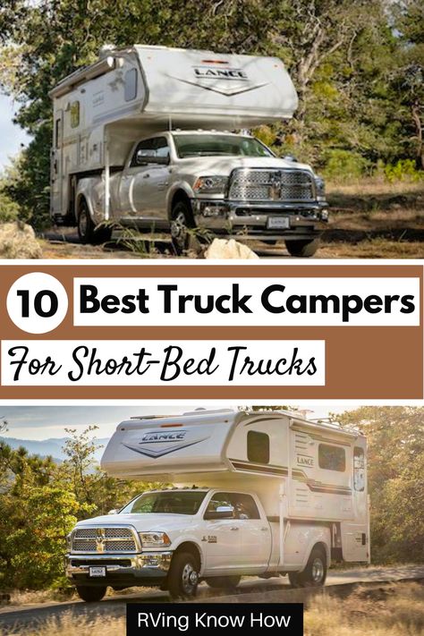 We’ve done the hard work for you, so you can easily find the best slide-in or pop-up campers designed to fit on both regular short-bed and mini short-bed pickup trucks. Rv Camping Essentials, Short Bed Truck Camper, Rv Living Hacks, Rv Living Organization, Best Truck Camper, Rv Storage Ideas, Slide In Camper, Cool Slides, Short Bed