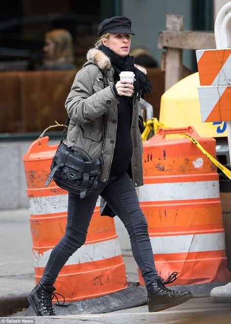 Ps1 Bag, Celebrity Maternity Style, Proenza Schouler Ps1, Khaki Parka, Proenza Schouler Bag, Edc Bag, Pregnant Celebrities, Nicky Hilton, Coffee Run