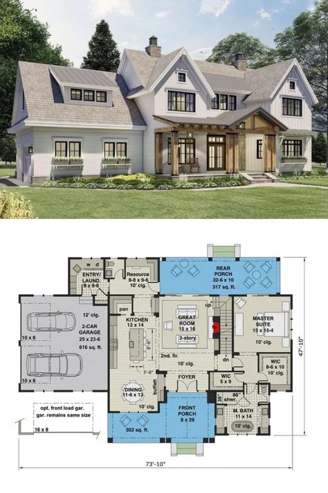 2,900 Sq Ft Two-Story 4-Bedroom New American Farmhouse House Plan with a Loft and Bonus Room 2800 Sq Ft House Plans 4 Bedroom, 4 Bedroom Upstairs Floor Plan, 4 Bedroom House Plans With Playroom, 2 Story Living Room Floor Plan, New American House Plans Two Story, 4 Bed 2 Story House Plans, 2 000 Sq Ft House Plans Open Floor 2 Story, American Farmhouse Floor Plans, 3500 Sq Ft House Plans 2 Story Modern