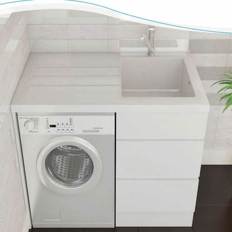 White Gloss Cabinets, Laundry Cabinet, Drawer Storage Unit, White Laundry, Laundry Cabinets, Laundry Design, Laundry Tubs, Laundry Sink, Small Laundry