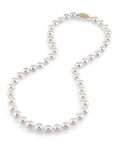 14K Gold 8-10mm Japanese Akoya Saltwater White Cultured Pearl Necklace - AAA Quality, 18' Princess Length * Click on the image for additional details. (This is an affiliate link) #pearlstrandnecklaces Graduated Pearl Necklace, Rare Pearls, Akoya Pearl Necklace, Pearl Strand, White Pearl Necklace, Cultured Pearl Necklace, Signature Jewelry, Pearl Strands, Akoya Pearls