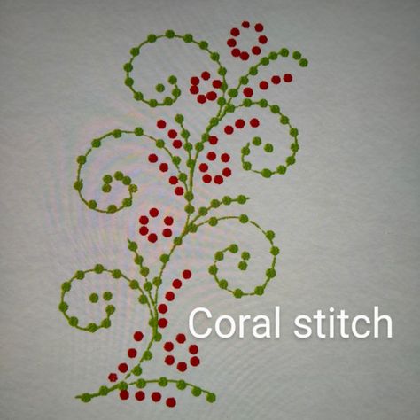 Coral stitch looks like a knot and is used mostly for outlines in hand embroidery designs. Thicker the thread more prominent is the stitch. Coral Stitch Embroidery Design, 52 Blocks, Coral Stitch, Simple Flower Design, Simple Flower, Simple Flowers, Hand Embroidery Designs, Stitch Design, Flower Drawing