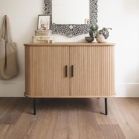 Sundays on Instagram: “Smaller human, smaller storage. Our Easy Edge Small Sideboard completes @sprinkleandwhisk’s beautiful nursery. #SundaysEveryday…” Tambour Doors, Floor Lamp Bedroom, Small Sideboard, At Home Furniture Store, White Sideboard, Timeless Furniture, Beautiful Nursery, Living Room Scandinavian, Scandinavian Living