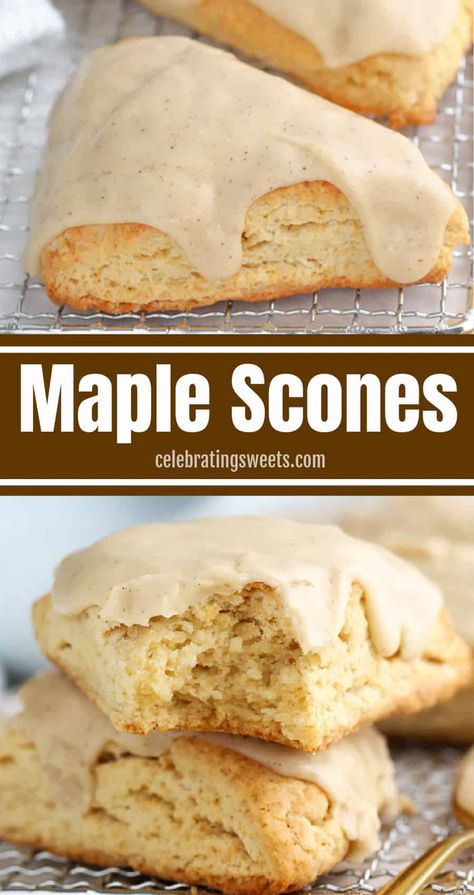 Scone Topping Ideas, Maple Scones Recipe, Maple Scones, Maple Desserts, Celebrating Sweets, Maple Icing, Baking Scones, Maple Recipes, Maple Syrup Recipes