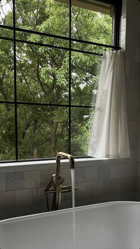 Windows Above Bathtub, Bathtub Windows, Bathtub With View, Window Over Bathtub, Above Bathtub Decor, Bathtub Under Window, Bathtub Window, Reno Bathroom, Bath Window