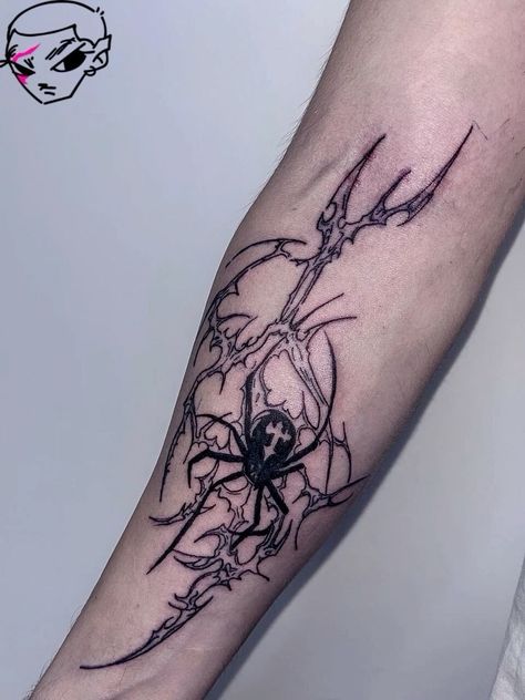 Unique Tattoos For Men, Choose Her, Cool Arm Tattoos, Cool Forearm Tattoos, Elbow Tattoos, Why Her, Back Tattoos For Guys, Spider Tattoo, Greek Tattoos