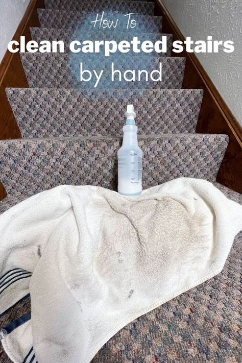 Deep Clean Carpet Diy, How To Clean Carpets By Hand, Smelly Carpet, Organizing On A Budget, Floor Cleaning Hacks, Carpet On Stairs, Carpeted Stairs, Carpet Wash, Clean Carpet