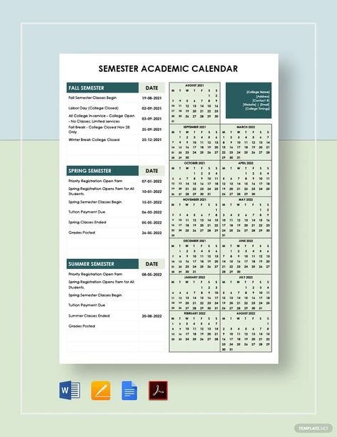 semester academic Calendar Template Modern Calendar, Emergency Binder, Make A Calendar, Pages Template, Unique Calendar, Cute Calendar, Academic Calendar, Fall Break, Calendar Templates