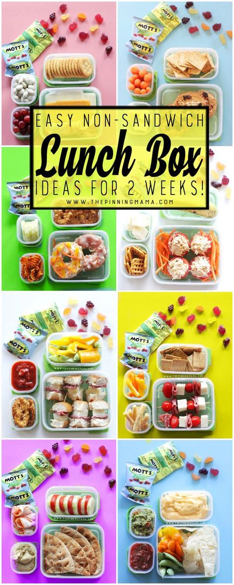 No more boring lunch boxes that are the same day after day!  Find 10 complete easy lunch box ideas – that’s two whole school weeks- of unique and wholesome school lunch ideas that are f… Lunch Box Bento, Non Sandwich Lunches, Kindergarten Lunch, Healthy School Snacks, Preschool Lunch, Healthy School, Kids Cooking Recipes, Easy Lunch Boxes, Toddler Lunches