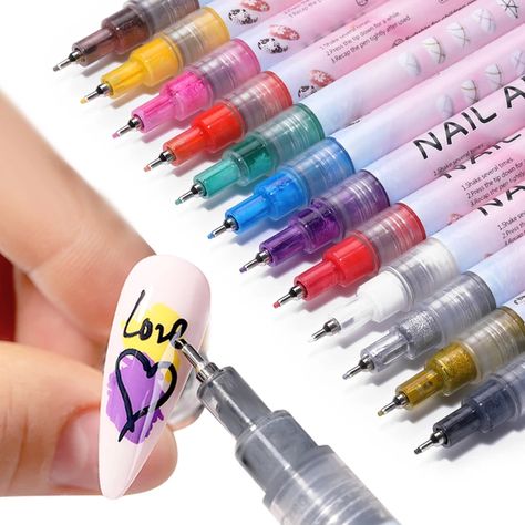 Waterproof Graffiti Pen Nail Art Drawing Painting Liner Brush Abstract Lines Fine Details Flower 3d Diy Nail Manicure Tools - Nail Polish - AliExpress Nail Art Brushes Tools, Fan Brush Nail Art, Nail Polish Pens, Graffiti Pens, Graffiti Nails, Pencil Nails, Quick Nail Art, Line Nail Art, Nail Salon Design