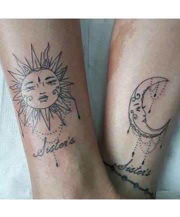 Best Sister Tattoos, Sister Tattoos Matching, Disney Sister Tattoos, Matching Tattoo Ideas, Cute Sister Tattoos, Sister Tat, Sister Tattoo Designs, Tattoos Matching, Sisters Tattoo