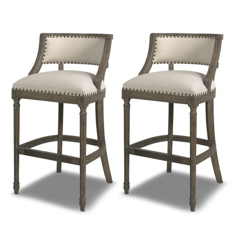 Paris Farmhouse Counter and Bar Stool with Backrest - Bed Bath & Beyond - 29774823 Country Bar Stools, Grey Counter, Farmhouse Bar Stools, Stool With Backrest, Farmhouse Bar, Counter Seating, Rustic Farmhouse Kitchen, Bar Room, Bar Seating