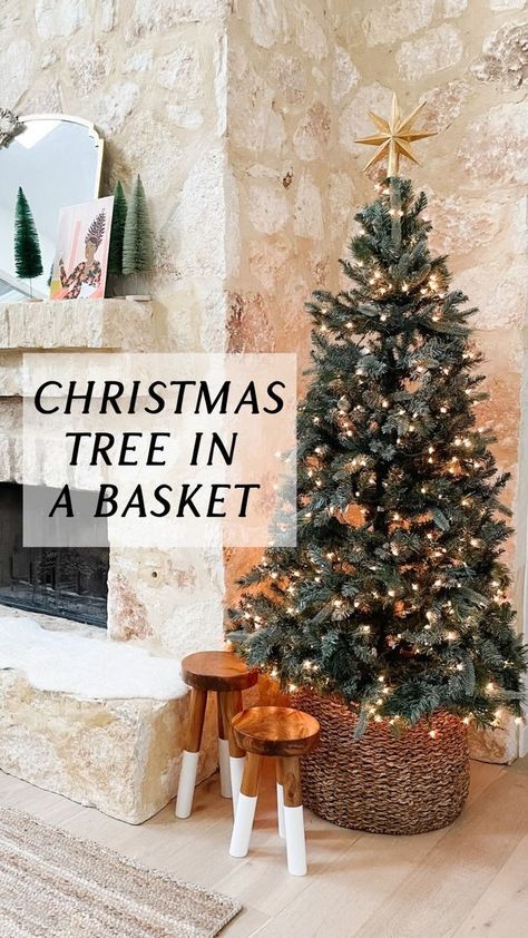 148K views · 20 reactions | Want your Christmas Tree in a basket this year? It’s charming and super easy! @cassandra_ann_bouchard gave me her tip that she uses weights! Genius! Thank you! The weight of the weights hold the basket in place. When you nestle the weights, make a space for the tree pole to stand in. The neck of the basket will also stabilize your tree! Add blankets for more stability if you like! Have you tried this look? This basket is from World Market and I used it all year for a plant! #christmastree #christmastreedecorating #christmasdecor #christmastreedecor #basket #holidaydecor #holidaydecor #christmas | Christina J Warren • Design + Motherhood Blogger | Mariah Carey · All I Want for Christmas Is You Christmas Tree In A Basket, Christmas Tree In Basket, Colourful Cross Stitch, Basket Uses, Christmas Tree Set, Christmas Baskets, All I Want For Christmas, Very Merry Christmas, Holiday Inspiration