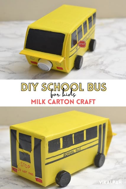 School Bus Craft, Recycled Crafts Kids Projects, Bus Craft, School Bus Crafts, Milk Carton Crafts, Carton Craft, Bus Crafts, Easy Preschool Crafts, Milk Cartons