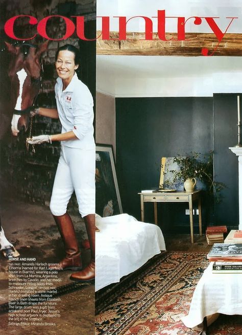 I Love Your Style: I ♥ Your Country Style: Amanda Harlech Miranda Brooks, Amanda Harlech, Polo Horse, Hampton Classic Horse Show, Stone Mantel, Equestrian Chic, Equestrian Lifestyle, French Linen, Vogue Magazine