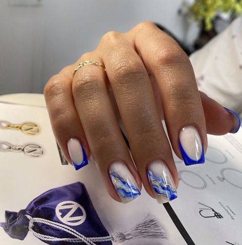 Summer Blue Nails, Blue Nails Ideas, Kylie Nails, Wave Nails, Sea Nails, Blue Acrylic Nails, Blush Nails, Work Nails, Nails Blue