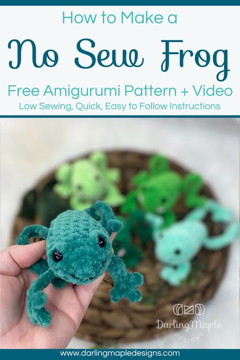 crochet frog held in a hand Easy Frog Crochet Pattern, Crochet Plush Frog Pattern Free, Crocheted Animals Free Patterns Easy, Crochet Pocket Frog, Quick Crochet Toys Free Patterns, Pocket Frog Crochet Pattern, Arugumi Crochet Beginner, Crocheted Frogs Free Pattern, Small Frog Crochet Pattern