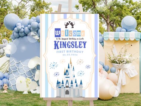 Disney World Themed Birthday Party, Work Baby Showers, Magical Party, Disneyland Birthday, Happiest Birthday, Birthday Welcome Sign, Party Welcome Sign, Mickey Party, Mickey Mouse Birthday