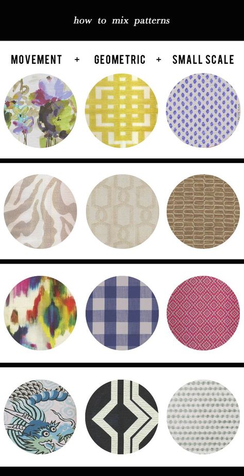 How to Mix Patterns Hunted Interior, Pillow Combo, Interior Decorating Styles, How To Mix, Design Textile, Mixing Fabrics, Pattern Mixing, Cheat Sheets, Mixing Prints