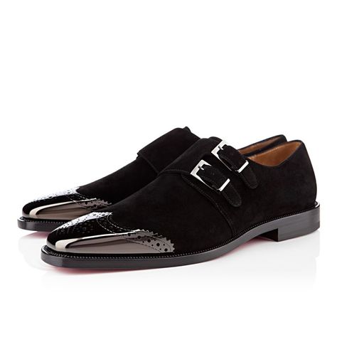 Christian Louboutin Vikram Men’s Flat Monk Strap Shoes Men, Double Monk Strap Shoes, Patent Leather Oxfords, Suede Leather Shoes, Monk Strap Shoes, Oxford Shoes Men, Suede Leather Boots, Formal Shoes For Men, Mens Dress