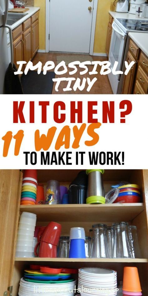 Very Tiny Kitchen, Small Kitchen Solutions, Small Kitchen Decoration, Small Kitchen Cabinets, Small Kitchen Organization, Small Kitchen Storage, Small Kitchen Decor, Organizing Hacks, Kitchen Solutions