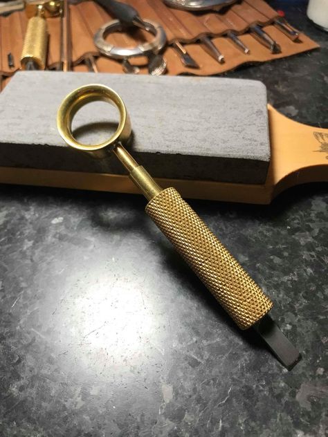 A Real Barry King Swivel Knife Swivel Knife, Bottle Opener, Leather