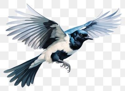 Flying Magpie, Magpie Art, Magpie Bird, Bird Flying, Crow Bird, Png Stickers, Cute Bird, Collage Making, Wallpapers Backgrounds