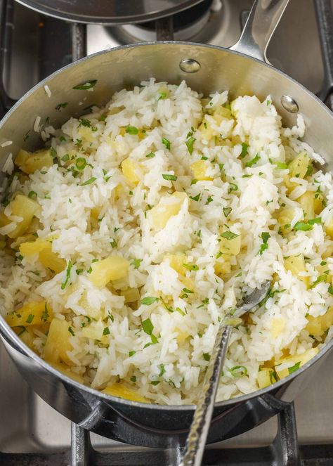 Pineapple Rice - Barefeet in the Kitchen Rice With Cilantro And Lime, Rice With Cilantro, Pineapple Rice, Pineapple Lovers, Lime Recipes, Cilantro, Side Dishes, Pineapple, The Kitchen