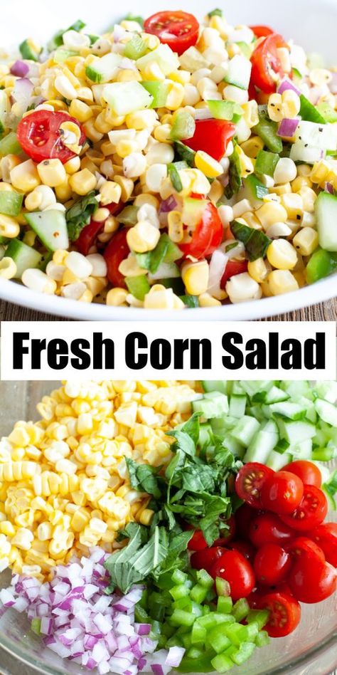 Corn Dog Dinner Sides, Sweet Corn Salad Side Dishes, Side Lunch Ideas, Summer Corn Salad Recipe Side Dishes, Corn Salad Side Dish, Corn Celery Salad, Cold Vegetable Sides, Side Summer Dishes, Light Side Dishes For Bbq