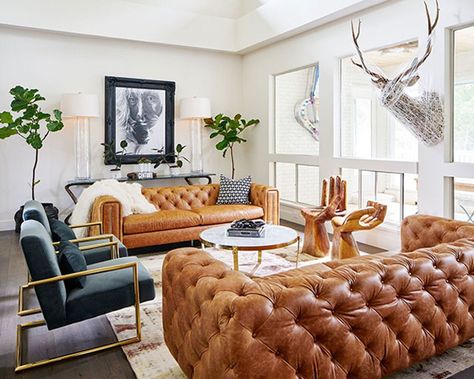 Hello, Handsome: How to Create a Masculine Space - The Scout Guide |  Shop image of SCOUT Design Studio in Dallas, Texas. Modern Living Room Sofa Set, Vintage Maximalism, Navy Lounge, Charleston House, Scout Design Studio, Lucky Art, Scout Design, Leather Couches Living Room, Room 2023