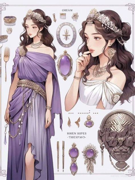 Roman Dress Goddesses, Aphrodite Goddess Costume, Greek Gown, Greek Outfit, Roman Clothes, Gaun Abad Pertengahan, Greek Royalty, Fashion Artwork, Goddess Costume