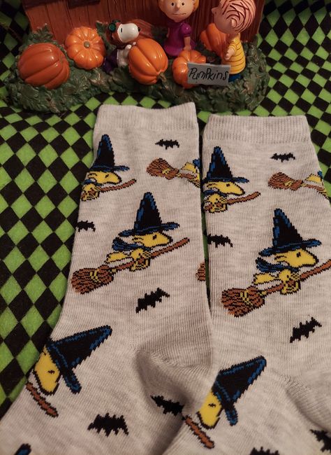 Halloween Socks Aesthetic, Woodstock Aesthetic, Halloween Themed Outfits, Snoopy Socks, Woodstock Halloween, Snoopy Things, Pumpkin Socks, Peanuts Woodstock, Woodstock Peanuts