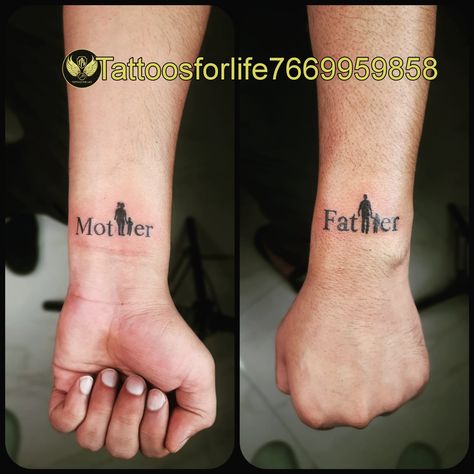 Father Font Tattoo, Father Hand Tattoo, Brother Name Tattoo Ideas, Tattoo Mother And Father, Mother Father Tattoo Design, Father Mother Tattoo, Mother And Father Tattoos, Father Tattoo Design, Tattoo Father And Son