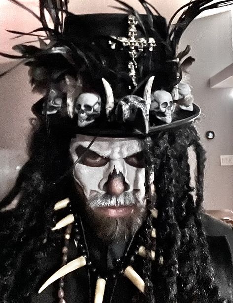 Mens Voodoo Costume, Shaman Costume Male, Papa Legba Costume, Vodoo Costumes Couple, Voodoo Priest Makeup, Witch Doctor Makeup Men, Warlock Costume Mens, Voodoo Costume Men, Witch Doctor Costume Female Diy