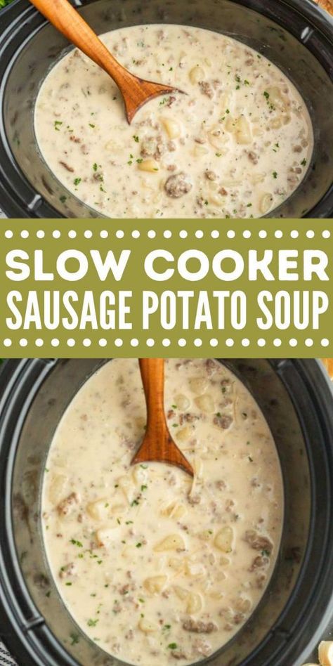 Sausage And Potato Soup, Slow Cooker Sausage, Sausage Potato Soup, Sausage And Potatoes, Sausage Crockpot, Sausage Soup Recipes, Sausage Potato, Potato Soup Crock Pot, Sausage Potatoes