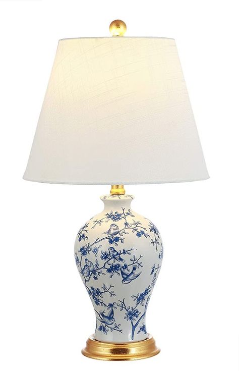 Chinoiserie Table, Decorative Ceramics, Ginger Jar Lamp, Painted Florals, Classic Cottage, Nightstand Lamp, Lamp For Bedroom, Led Table, Jar Lamp