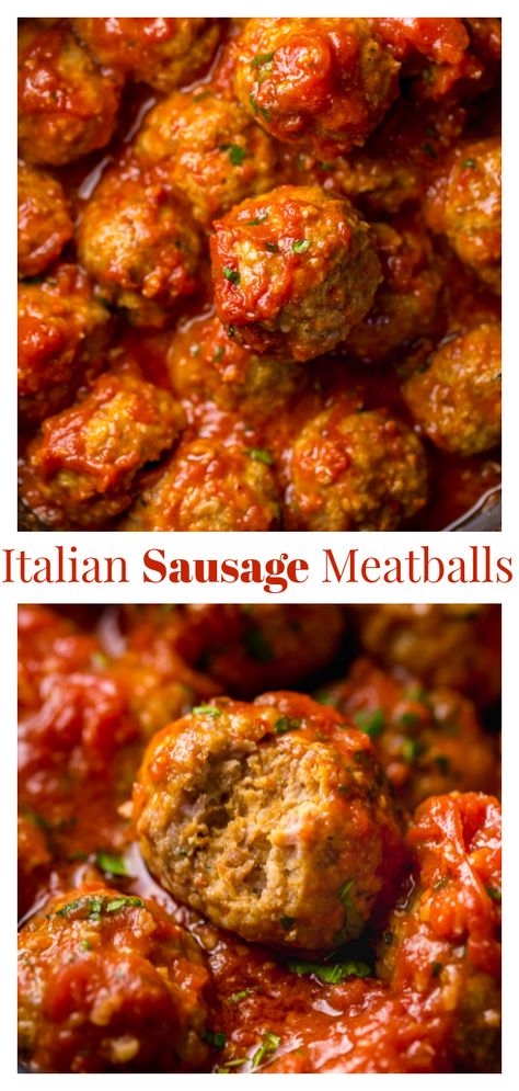 Italian Sausage Meatballs - Baker by Nature Pork Sausage Meatballs, Sausage Meatballs Recipes, Italian Sausage Meatballs, Sausage Meatballs, Italian Meatballs Recipe, Baker By Nature, Italian Sausage Recipes, Meatball Recipes Easy, Mild Italian Sausage