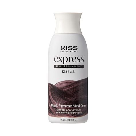 Kiss Express Semi-Permanent Hair Color 100mL (3.5 US fl.oz) (1 Count, Black) Hair Color Pictures, Grey Hair Coverage, Vivid Hair Color, Flawless Makeup Application, Semi Permanent Hair Color, How To Lighten Hair, Gray Coverage, Permanent Hair Color, Bleached Hair