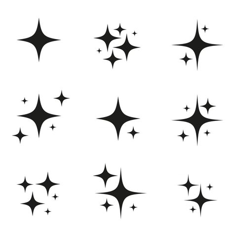 Set of original vector stars sparkle firework, decoration twinkle, shiny flash icon. Vector Illustration Flash Icon, Effect Star, Sparkle Icon, Sparkle Png, Sparkle Tattoo, Star Logo Design, Black Illustration, Cute Vector, Graphic Design Assets