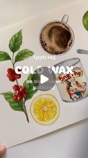 Thanh Huynh on Instagram: "🛡️ Watercolor paintings need protection! Sealing your artwork with cold wax is a simple and effective way to preserve its colors, paper, and overall appearance. Cold wax not only shields your painting from damage but also provides a great foundation for applying varnish. It’s a quick and easy step that can significantly extend the life of your watercolor pieces.

Cold Wax Medium from @gamblincolors 
-----
#foodillustrationstduio #Thanhhuynh #watercolorpainting #watercolour #foodpainting #watercolorillustration #fooddrawing #watercolorartist #artist #foodillustration #foodart #sketchbook #aquarelle #Vietnamesefood #recipecard #recipebook #recipeillustration 
#watercolor #preservation #arttips #painting #gamblincolors" Watercolor Lessons, Food Painting, Food Drawing, Watercolor Techniques, Watercolor Artist, Food Illustrations, Art Tips, Recipe Cards, Recipe Book