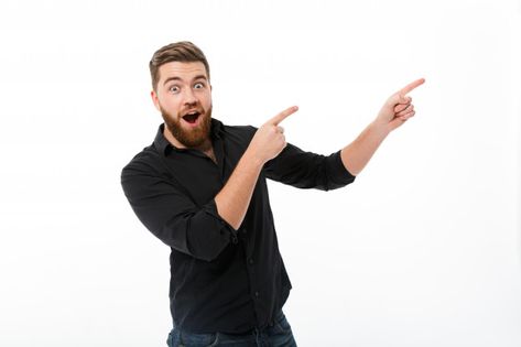 Surprised happy bearded man in shirt poi... | Free Photo #Freepik #freephoto Men With Stubble, Person Png, Thinking Pose, Person Photography, Video Design Youtube, Redhead Men, T Shirt Branca, Smiling Man, Bearded Man